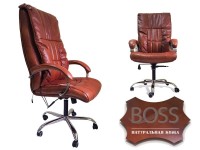 Массажное кресло офисное  EGO BOSS EG1001 Махагон в комплектации ELITE натуральная кожа - Ек-Спорт Массажные кресла оптом и в розницу